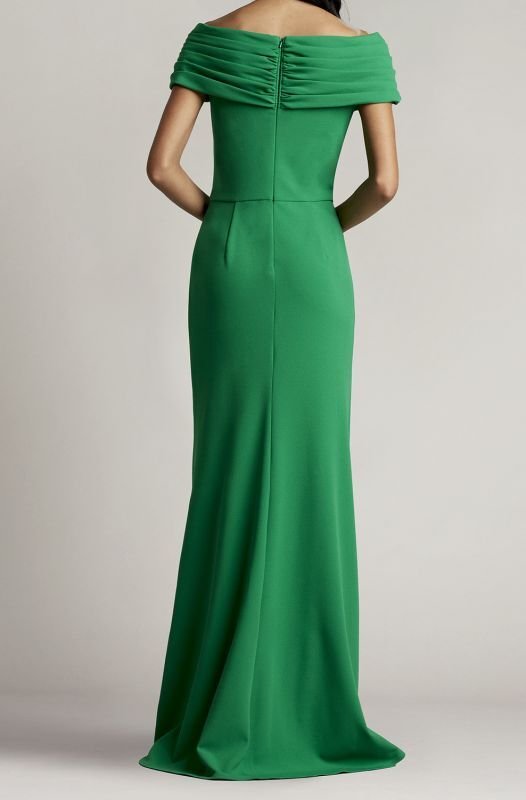 画像2: レアカラー！【檀れいさん、藤原紀香さん着用】Tadashi Shoji タダシショージ   MARION DRAPED CREPE GOWN グリーン系 (2)