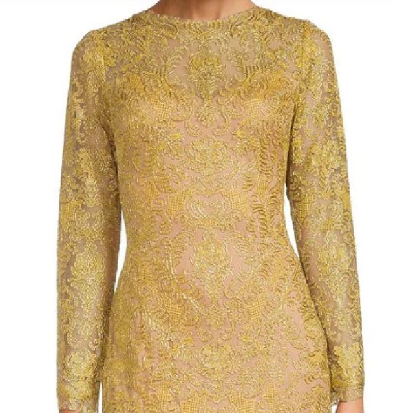 画像3: 再販売セール【菜々緒さん、ドラマ着用】!Tadashi Shoji  タダシショージ  LUCIANA EMBROIDERED TULLE GOWN ゴールド系  10171 (3)