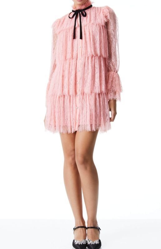 画像1: セール！【谷まりあさん着用】Alice + Olivia アリスアンドオリビア　 Joanie Tiered Ruffle Dress　ピンク  11111 (1)