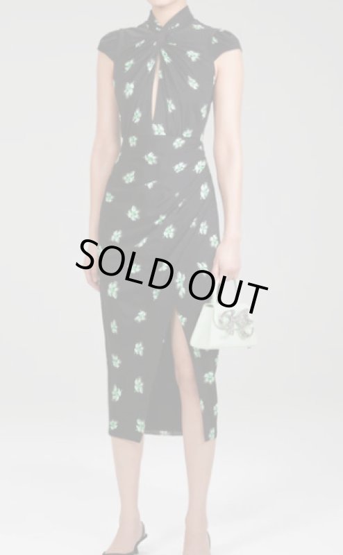 画像1: 1点のみ即発！【ファムケ•ヤンセン愛用、テレビ使用】Self Portrait　セルフポートレート　Pansy Print Stretch Crepe Midi Dress  10601 (1)