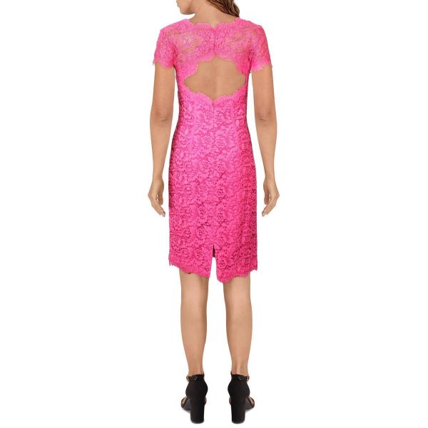 画像2: 再販売!【Elizabeth Hurley愛用】ML Monique Lhuillier  オープンバックレースドレス ピンク系 (2)