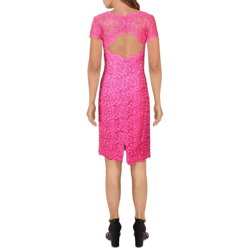 画像2: 再販売！【Elizabeth Hurley愛用】ML Monique Lhuillier 　オープンバックレースドレス　ピンク系 (2)