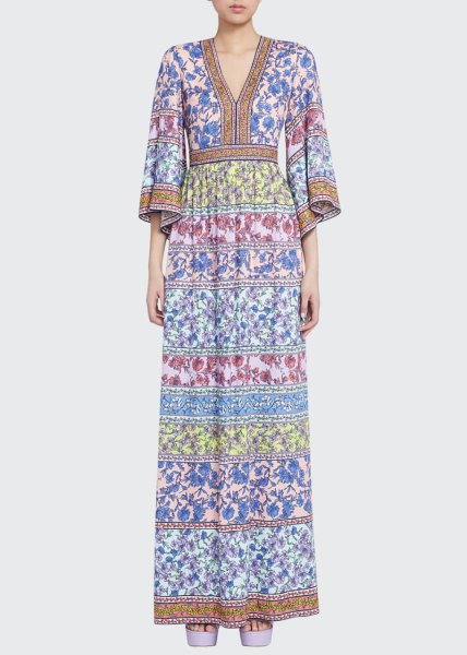 画像1: Alice + Olivia アリスアンドオリビア　 Lena Embroidered Maxi Dress (1)