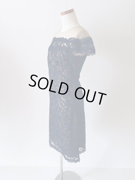画像5: 1点のみ即発！Tadashi Shoji タダシショージ  Illusion Off-the-Shoulder Dress ネイビー  52101 (5)