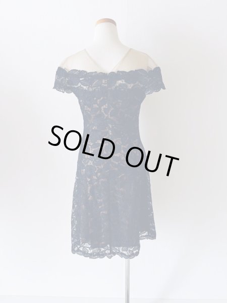 画像6: 1点のみ即発！Tadashi Shoji タダシショージ  Illusion Off-the-Shoulder Dress ネイビー  52101 (6)