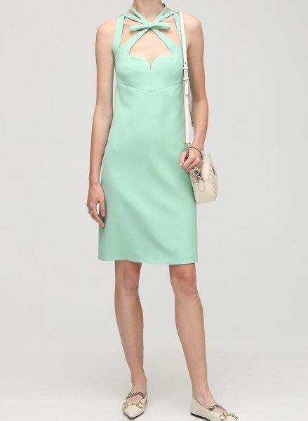 画像1: セール！GUCCI グッチ Bow Strap Mint Dress (1)