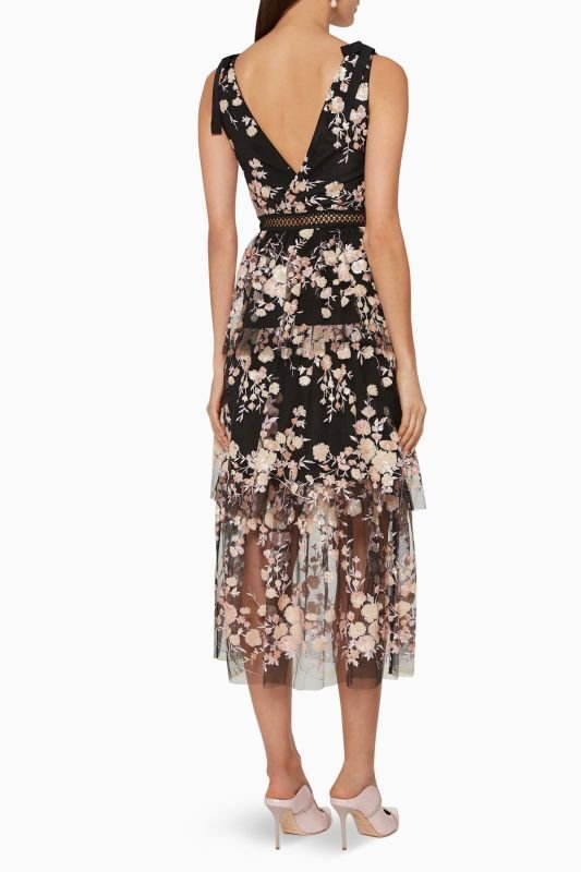 画像2: Self Portrait　セルフポートレート　Sleevleless  Floral Mesh Midi Dress (2)