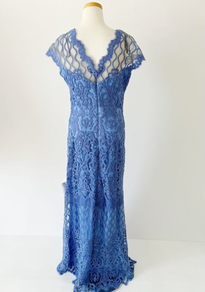 画像6: セール!Tadashi Shoji  タダシショージ   Embroidered Lace Evening Gown ブルー系 (6)