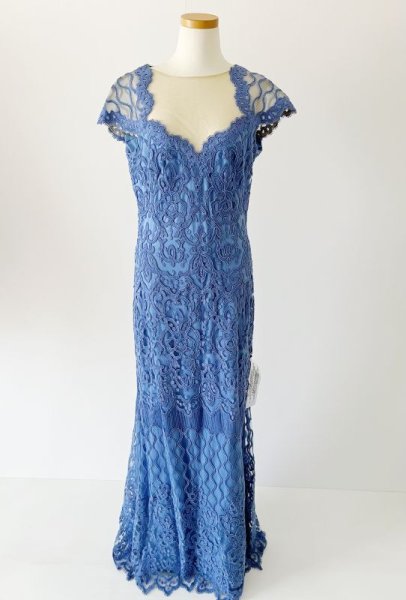 画像5: セール!Tadashi Shoji  タダシショージ   Embroidered Lace Evening Gown ブルー系 (5)