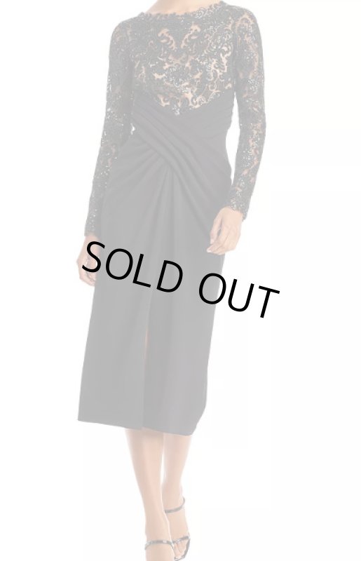 画像1: セール！【水卜麻美さん着用】Tadashi Shoji タダシショージ  JULIA CRISSCROSS-DRAPED MIDI DRESS  ブラック (1)