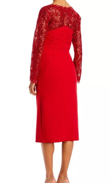 画像2: セール!Tadashi Shoji タダシショージ  JULIA CRISSCROSS-DRAPED MIDI DRESS  レッド  12241 (2)