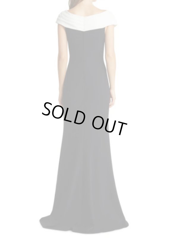 画像2: 即発！【釈由美子さんに衣装協力】Tadashi Shoji MARIBEL ドレープVネックロングドレス ブラック、ホワイト  12181 (2)