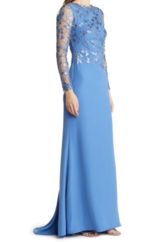 画像3:  Tadashi Shoji  タダシショージ　BRADWELL EMBROIDERED CREPE GOWN ブルー系  05261 (3)