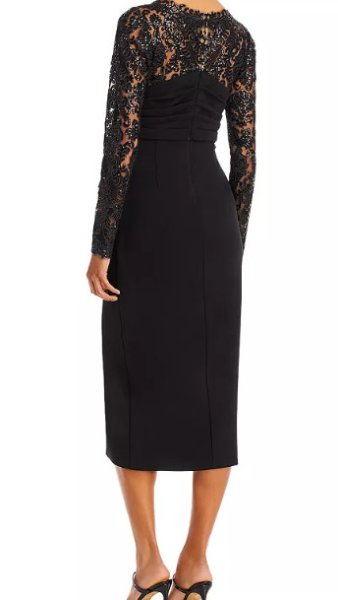 画像3: セール!【水卜麻美さん着用】Tadashi Shoji タダシショージ  JULIA CRISSCROSS-DRAPED MIDI DRESS  ブラック (3)