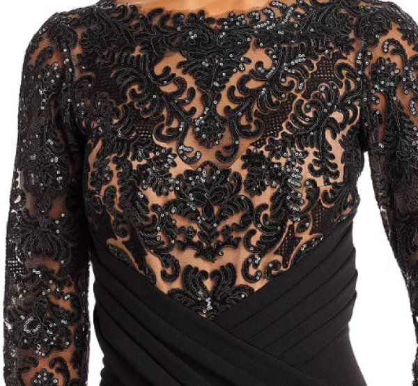 画像2: セール!【水卜麻美さん着用】Tadashi Shoji タダシショージ  JULIA CRISSCROSS-DRAPED MIDI DRESS  ブラック (2)