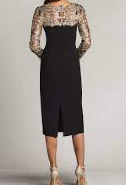 画像2: セール!Tadashi Shoji  タダシショージ  KLARA SEQUIN ILLUSION MIDI DRESS ブラック系 (2)