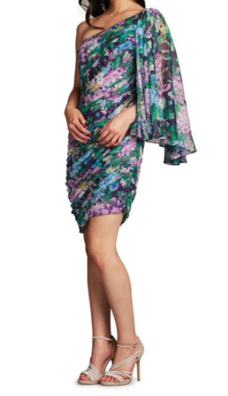 画像3: Tadashi Shoji タダシショージ   ELENA FLUTTER CAPE-SLEEVE DRESS　ブルー、パープル系 (3)