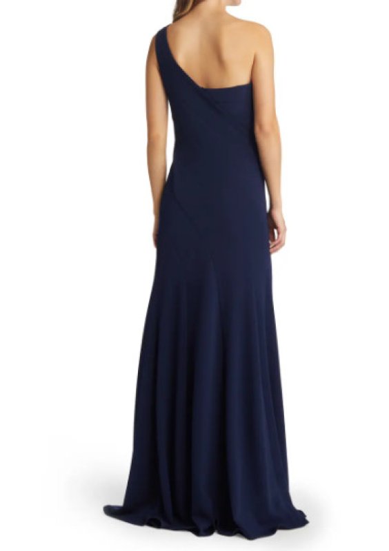 画像2: Tadashi Shoji  タダシショージ   GERALDINE ONE-SHOULDER GOWN ネイビー系 (2)