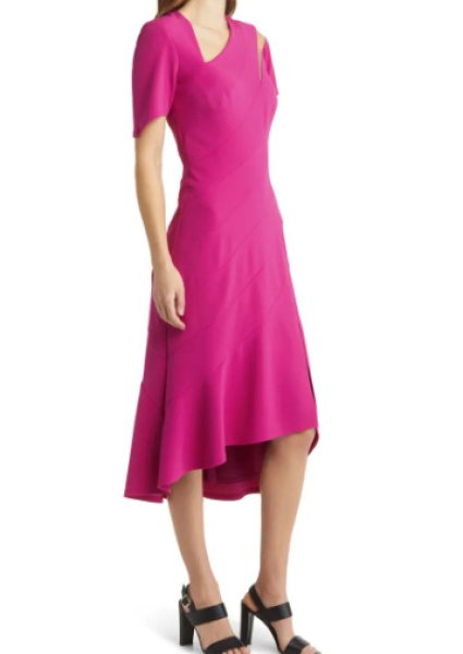 画像3: Tadashi Shoji  タダシショージ   Asymmetric Neck Dress ピンク (3)