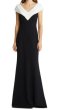 画像1: 即発！Tadashi Shoji タダシショージ   MARIBEL DRAPED V-NECK GOWN　ブラック、ホワイト (1)