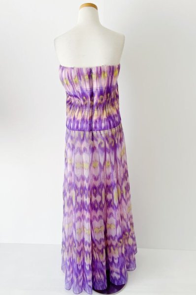 画像7: 再販売!【平野綾さんに衣装提供】Tadashi Shoji タダシショージ ショール付きIkat Printed Gazar Strapless ドレス パープル系  10131 (7)