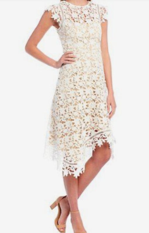 画像1: 【Alexis Gaube着用】Eliza J  イライザジェイ 　レースアシンメトリックドレス   ホワイト系  41902 (1)