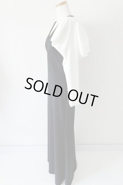 画像5: 【訳アリ特価】Tadashi Shoji タダシショージ  Bow-Shoulder Two-Tone Crepe Gown  ブラック、アイボリー  4301 (5)
