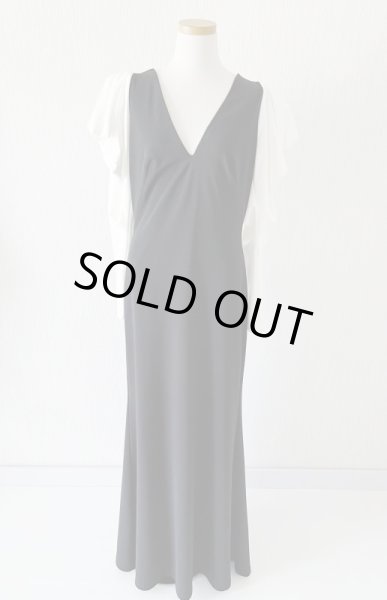 画像4: 【訳アリ特価】Tadashi Shoji タダシショージ  Bow-Shoulder Two-Tone Crepe Gown  ブラック、アイボリー  4301 (4)