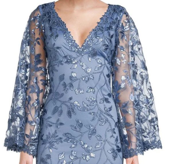 画像3:  Tadashi Shoji  タダシショージ FARLEY FLARED SLEEVE GOWN ブルー系 (3)