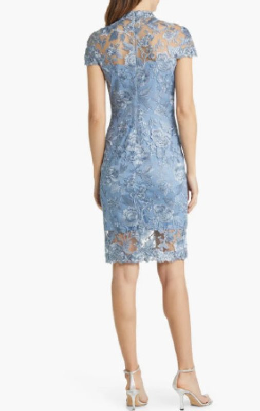 画像2: Tadashi Shoji タダシショージ  KEYHOLE EMBROIDERED DRESS  ブルー系  41903 (2)