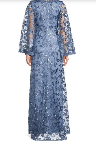 画像2:  Tadashi Shoji  タダシショージ FARLEY FLARED SLEEVE GOWN ブルー系 (2)