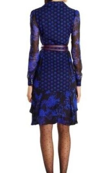 画像4: 【セレブ愛用】Diane von Furstenberg  ダイアンフォンファステンバーグ  CATHERINE DRESS  FLORAL DAZE DOT BLUE  (4)