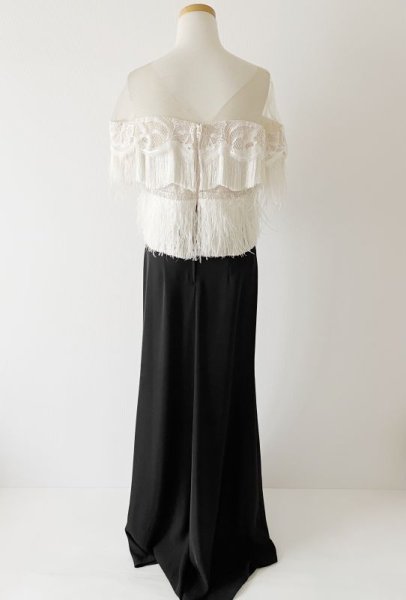画像7: 1点のみ即発!Tadashi Shoji タダシショージ   Off the Shoulder Ostrich Feather Gown ブラック  42301 (7)
