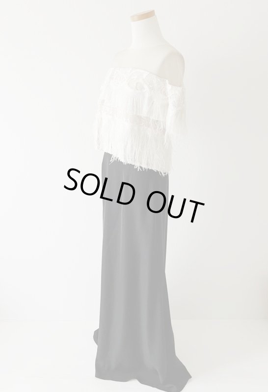 画像5: 1点のみ即発！Tadashi Shoji タダシショージ   Off the Shoulder Ostrich Feather Gown　ブラック  42301 (5)