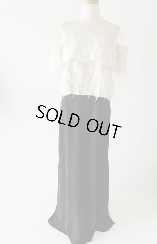 画像6: 1点のみ即発！Tadashi Shoji タダシショージ   Off the Shoulder Ostrich Feather Gown　ブラック  42301 (6)