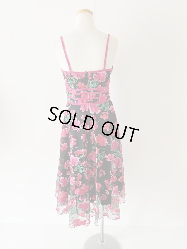 画像5: 1点のみ即発！Tadashi Shoji  タダシショージ Floral Embroidered Sweetheart Dress　ブラック、ピンク系  5801 (5)