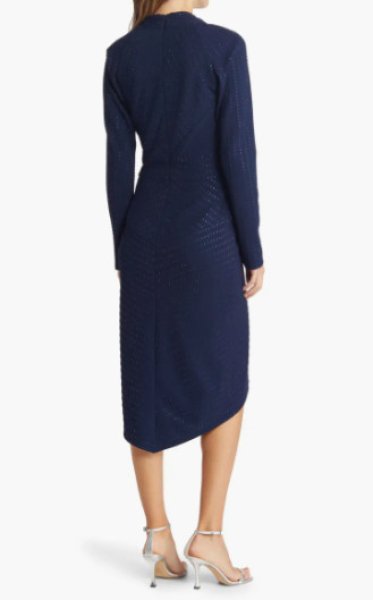 画像2: セール!Tadashi Shoji タダシショージ  ATLI PLUNGE HIGH-LOW DRESS  ネイビー (2)