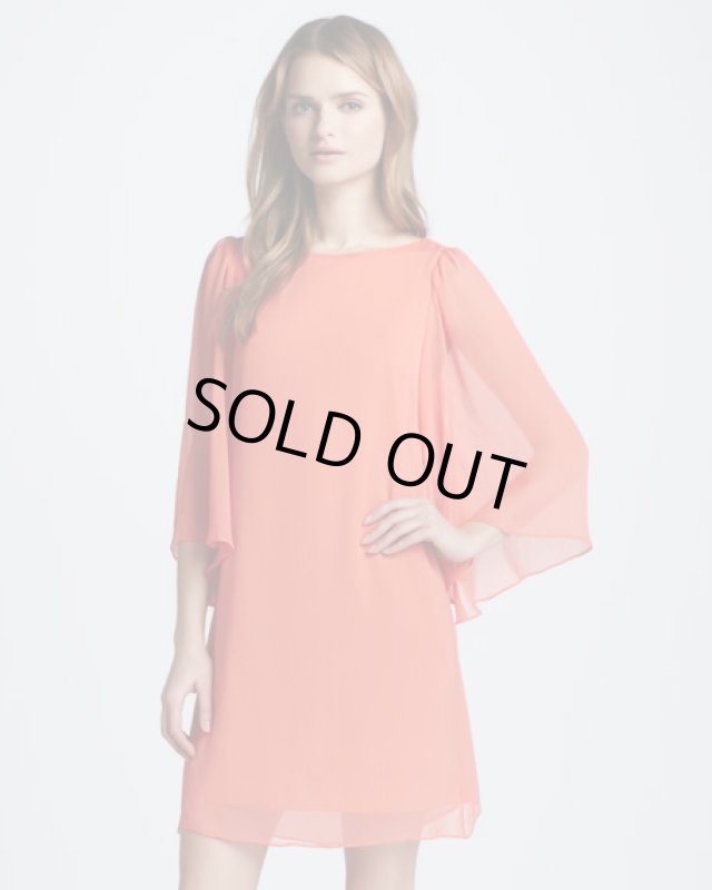 画像1: Alice + Olivia   Odette Flutter-Sleeve Dress パパイヤ (1)