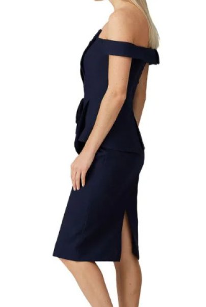画像3: セール!Black Halo  La Reina Off The Shoulder Sheath Dress ネイビー (3)