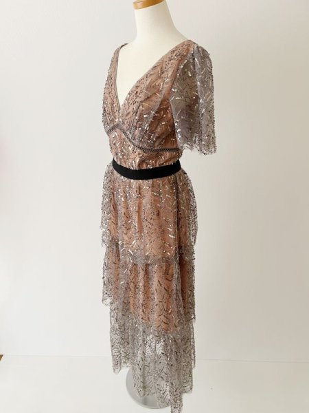 画像5: 【吉岡里帆さん着用】Self Portrait セルフポートレート Leaf sequin midi dress  6401 (5)
