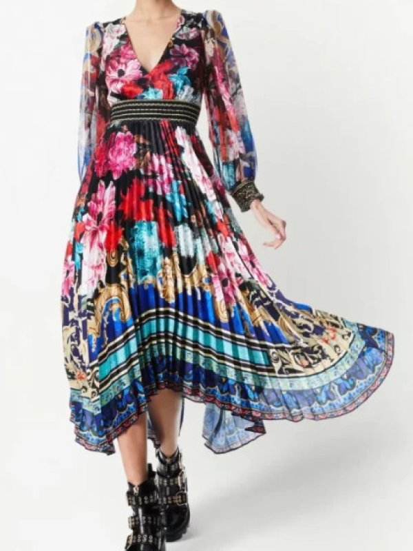 画像1: セール！Alice + Olivia アリスアンドオリビア　  ETHEL LONG SLEEVE MIDI DRESS  11052 (1)