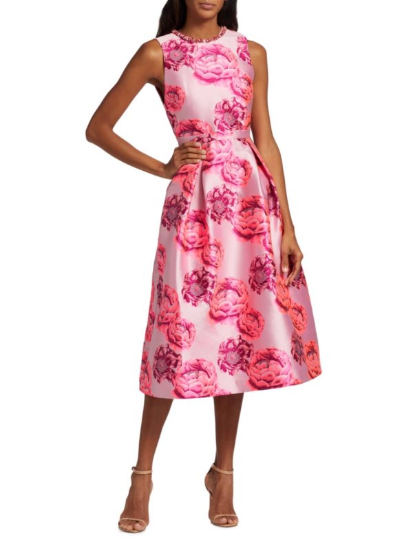 画像1: セール！【ニッキーヒルトン愛用】Alice + Olivia アリスアンドオリビア　  Cherra Floral Midi-Dress  05032 (1)