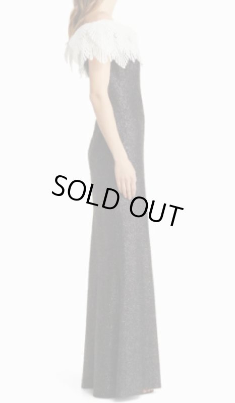 画像3: セール！【久間田琳加さん、宇賀なつみさん着用】Tadashi Shoji タダシショージ   TAJ　オフショルダースパンコールロングドレス　ブラック、ホワイト (3)