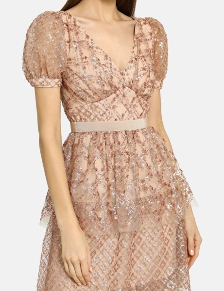 画像3: 限定セール!Self Portrait セルフポートレート  Grid Sequin tiered Midi Dress ピンク系  (3)