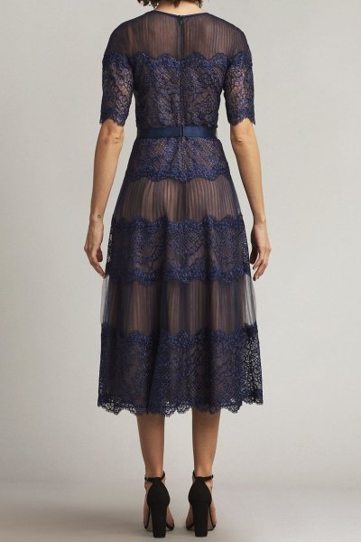 画像2: 限定セール!Tadashi Shoji タダシショージ   DONA プリーツチュールドレス ネイビー系 (2)