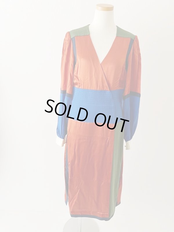 画像11: 1点のみ即発！【ドラマに衣装提供】Tory Burch トリーバーチ Kola カラーブロック シルクドレス｜上質サテンで魅せる大人の洗練ワンピース  82201 (11)