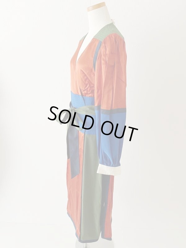 画像8: 1点のみ即発！【ドラマに衣装提供】Tory Burch トリーバーチ Kola カラーブロック シルクドレス｜上質サテンで魅せる大人の洗練ワンピース  82201 (8)