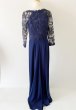 画像7: Tadashi Shoji      Three-Quarter Sleeve Lace and Crepe Gown　ネイビー (7)