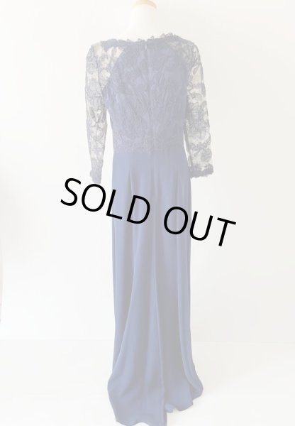 画像7: 1点のみ即発!Tadashi Shoji      Three-Quarter Sleeve Lace and Crepe Gown ネイビー  82901 (7)