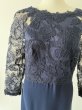 画像8: 1点のみ即発！Tadashi Shoji      Three-Quarter Sleeve Lace and Crepe Gown　ネイビー  82901 (8)